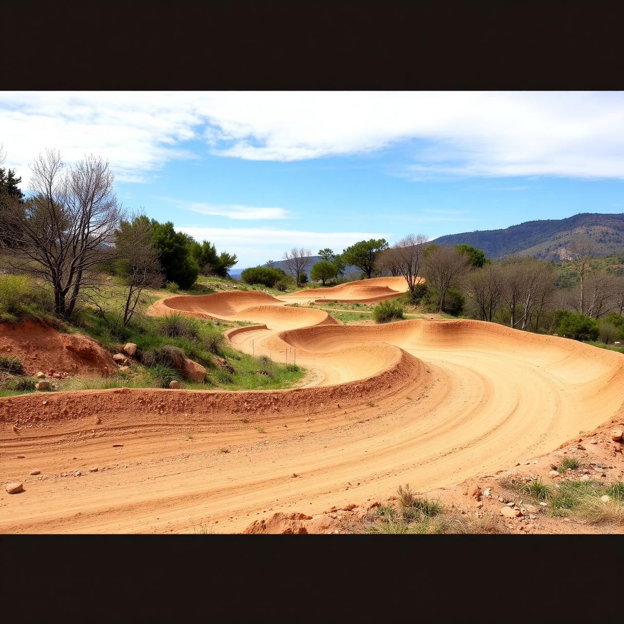 Pista motocross naturale con salti e curve